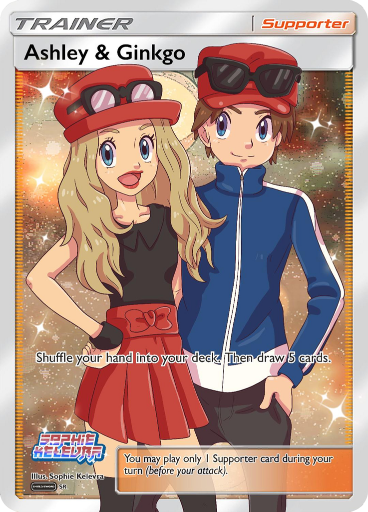 Custom Pokemon Card - Ashley & Ginkgo Custom Card (Non Holo) Pokemon BariBari Japan Custom Pokemon Card - Ashley & Ginkgo Custom Card (Non Holo) Pokemon BariBari Japan
