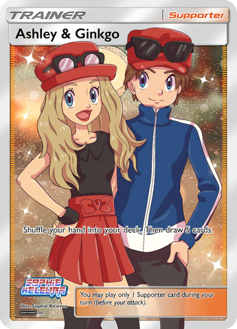 Custom Pokemon Card - Ashley & Ginkgo Custom Card (Non Holo)