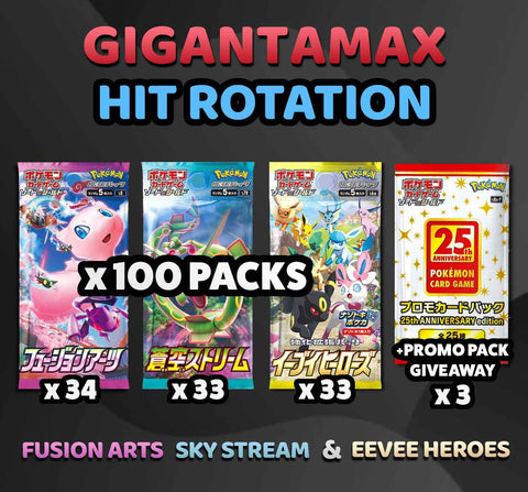 Pokemon Trading Card Game - GIGANTAMAX Fusion Arts, Blue Sky Stream &  Eevee Heroes + Promo Giveaway Hit Rotation Break (100 Packs) #1